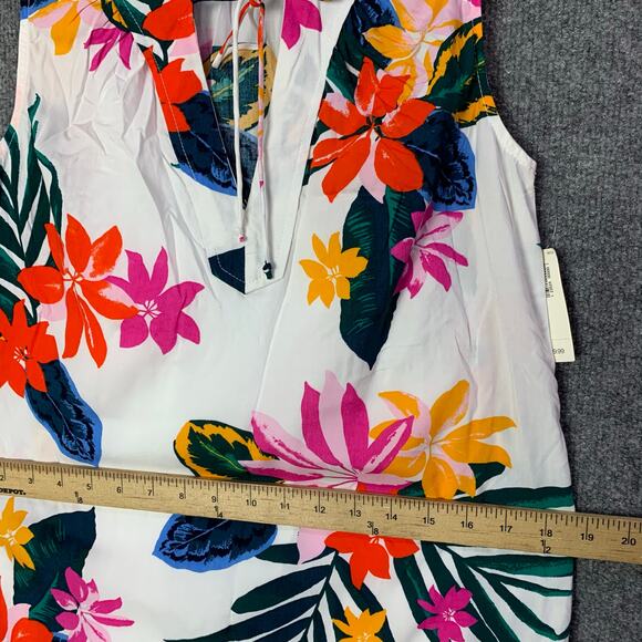 NEW Sleeveless Tie-Neck Shift Dress for Women SZ XS Tropical Floral - Picture 4 of 10